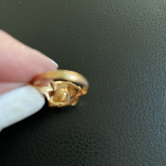 14K Gold and genuine Pearl with diamond chips ring - Picture 5 of 14